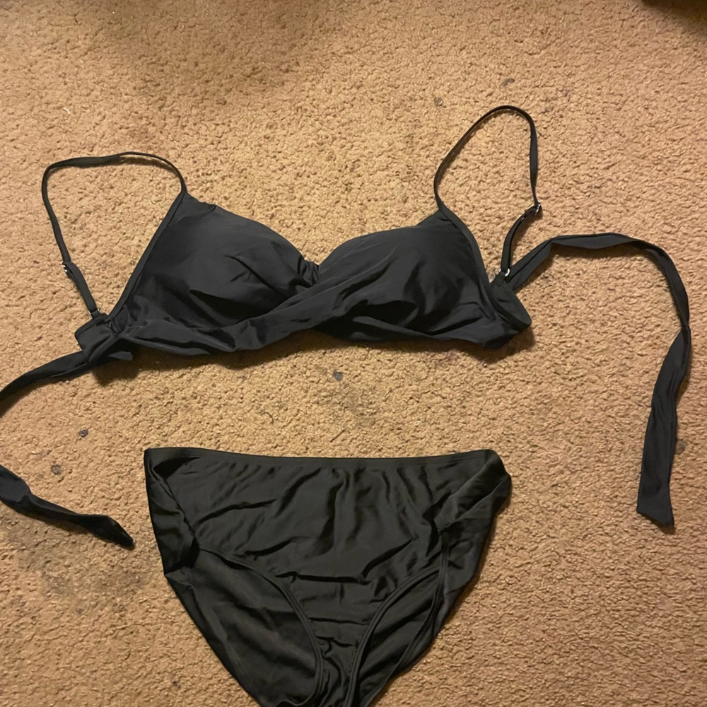 Black two piece swimsuit